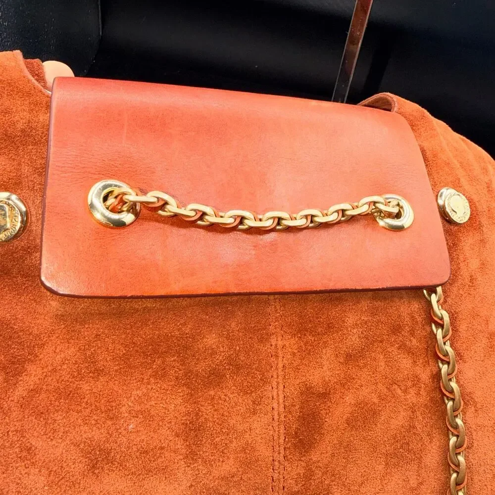 Maison Mayle Jeanne Doro Hobo Bag Marsala Suede Leather Chain Shoulder Rust
